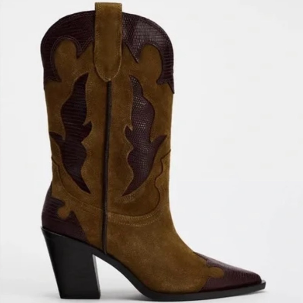 SUEDE ZARA Brown Cowboy WesternBoots